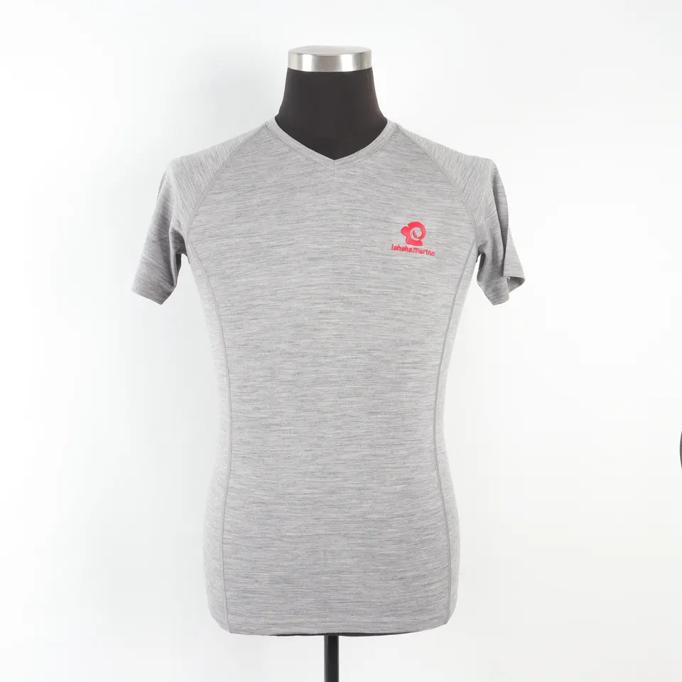 Men merino wool V-neck T-shirt