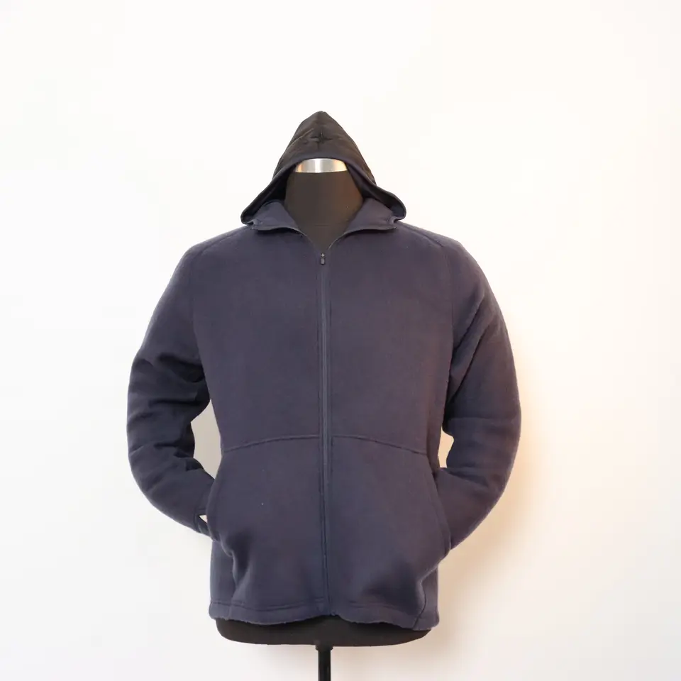 Men merino wool fleece hoodie jacket with thumb hole