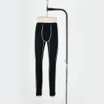 Men merino wool pants with contrast color flatlock seam