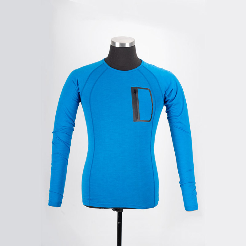 Men merino wool top with fake pocket