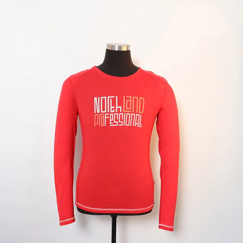 Men merino wool with long sleeve and print pattern T-shirt