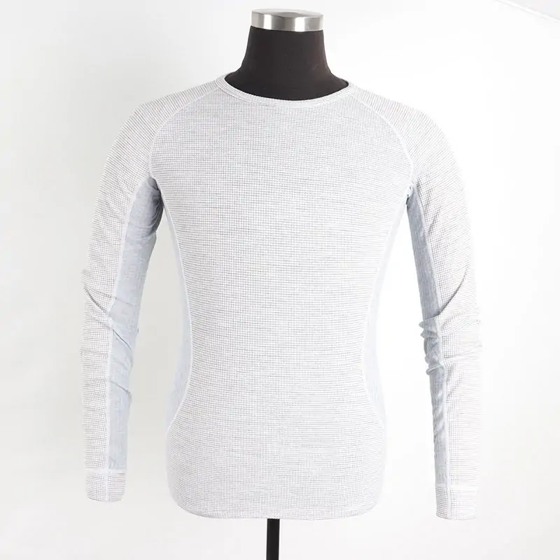 Men polyester merino wool waffle with long sleeve T-shirt