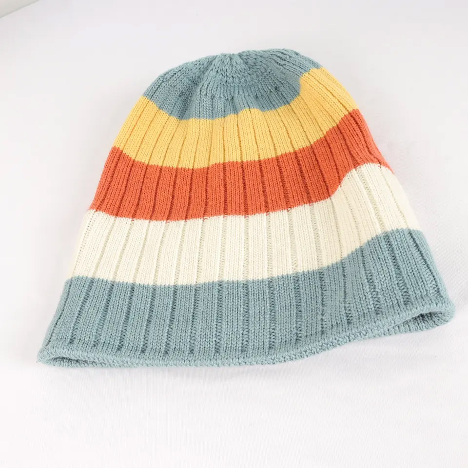 Merino wool stripe beanie