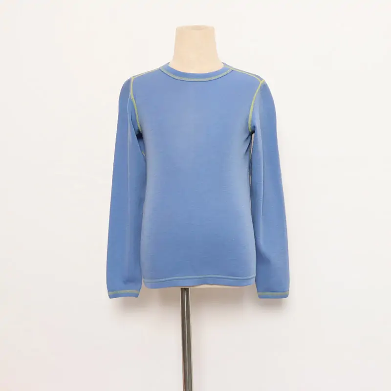 Merino wool top with contrast stitches for kids