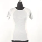 Women melange stripe mesh and coolmax quick dry pique T-shirt