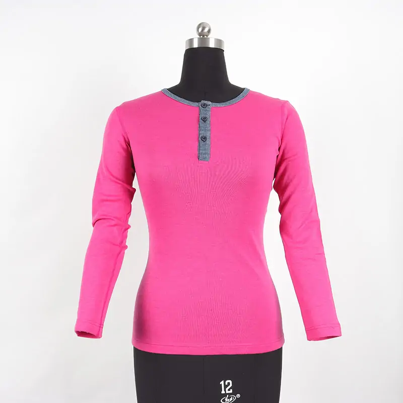 Women merino wool Top with plaket buttons