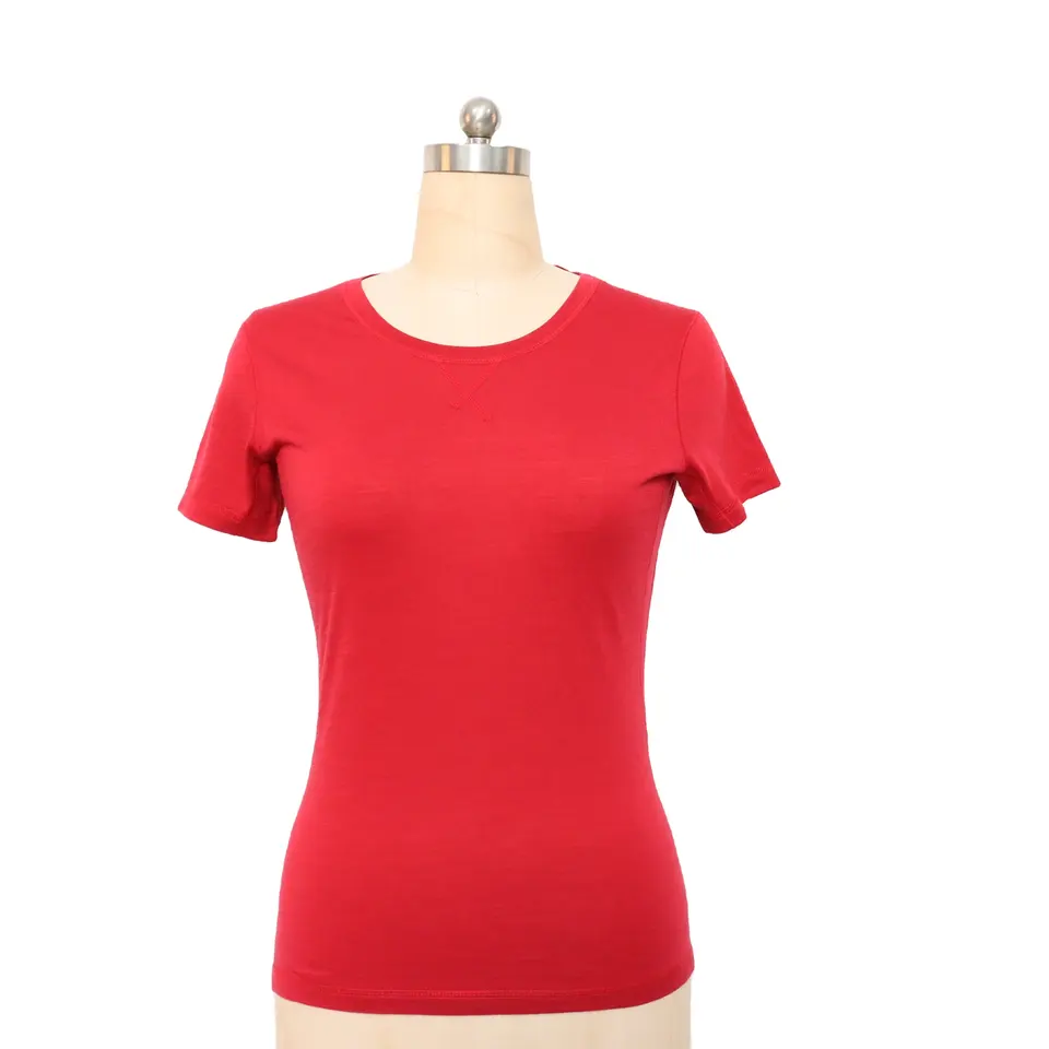 Women merino wool crew neck T-shirt