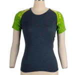 Women merino wool crew neck and contrast sleeve T-shirt