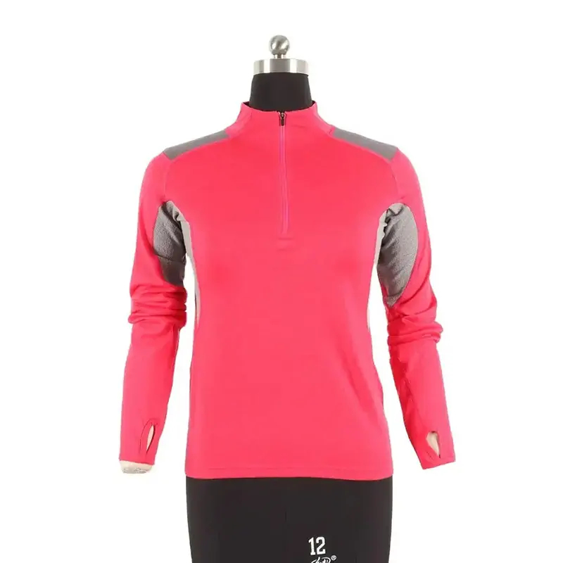 Women merino wool cycling top with breathable mesh and zipper