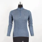 Women merino wool top with zipper and thumb hole