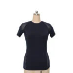 Women merino wool with big diamond hole mesh T-shirt