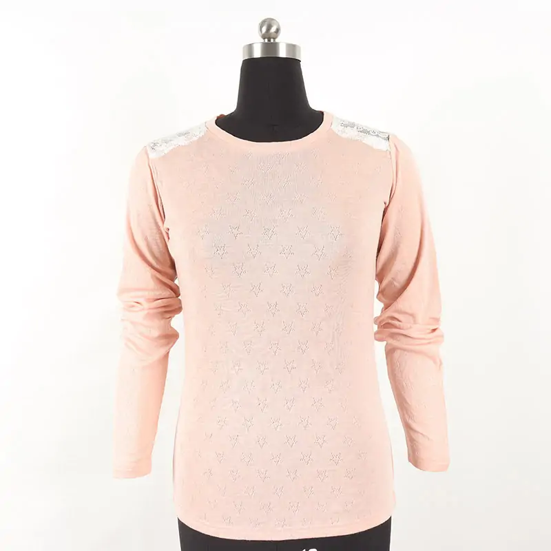 Women merino wool with lace T-shirt